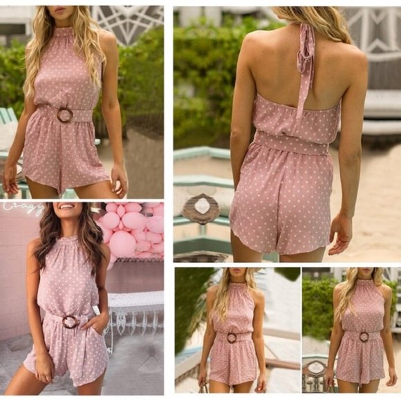 New Pink Polka Dot Romper. - Picture 2 of 8